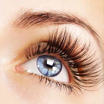 Close-up of long mink eyelash extensions