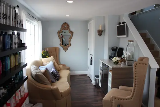 Styling stations and product shelves
