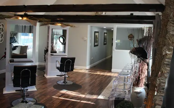 Salon floor facing the front windows