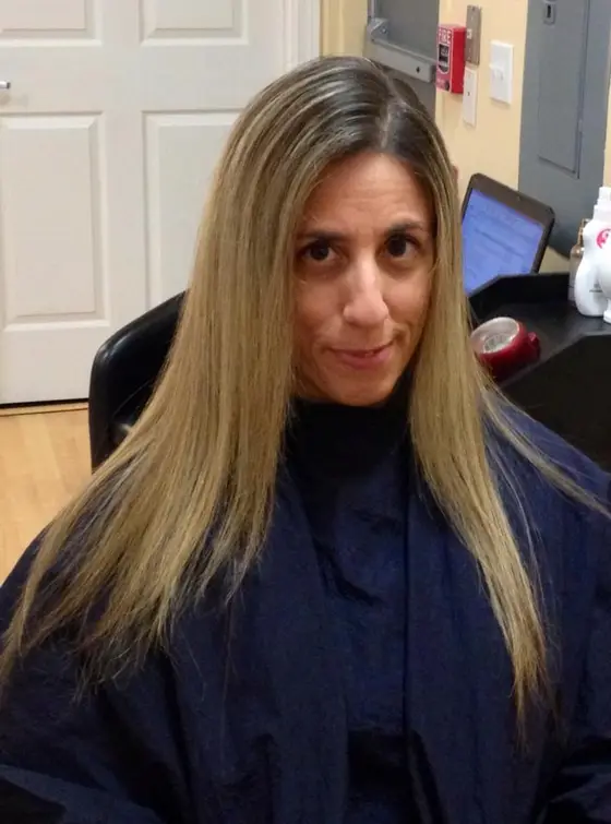Long, smooth blonde hair